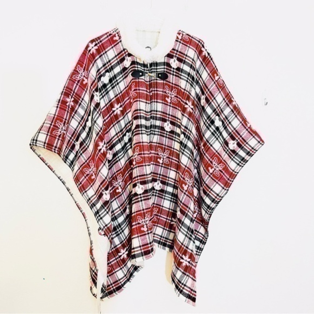 Disneyland Mickey Mouse Christmas Poncho One Size Red/White